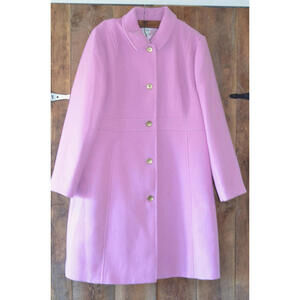 J Crew Coat Womens 18 Pink Double Cloth Wool Long Winter Jacket